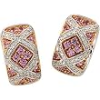 14K White and Rose Gold Pink Sapphire and Diamond Earrings