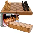Chess Board Wooden Book Style w/ Staunton Chessmen (fls)