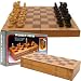 Chess Board Wooden Book Style w/ Staunton Chessmen (fls)