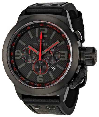 TW Steel TW902 - Reloj cronógrafo de cuarzo unisex, correa de cuero color negro