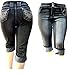 D&B Plus Size Women's Stretch Premium Black Denim Jeans Capri Pants