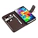 Terrapin Leather Wallet Case with Card Slots & Bill Compartment for Samsung Galaxy S5 (Genuine Leather - Brown)