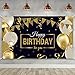 Happy 30th 40th 50th 60th Birthday Party Decoration, Extra Large Fabric Sign Poster for Happy Birthday Backdrop Background Banner, Happy Birthday Black Gold Party Supplies
