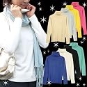 プレミアム・カシミアタッチ 美色8カラー展開♪ おうちで手軽に洗えるタートルネックセーター