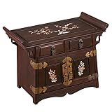 Handmade Mother Of Pearl & Wood Jewelry Box - Chinese Floral Tree Peony Design