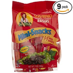 Sun Maid California Raisins Mini-Snacks, 7-Ounce Bags (Pack of 9) by Sun Maid