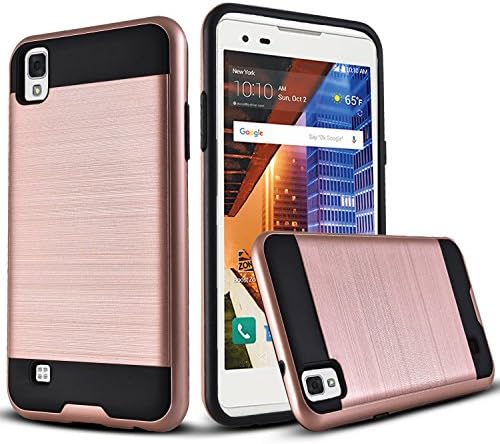LG Tribute HD Case, Dual Layers [Slim Armor] Case Bundled with [Tempered Glass Screen Protector] Hybird Shockproof And Circlemalls Stylus Pen[Rose Gold]
