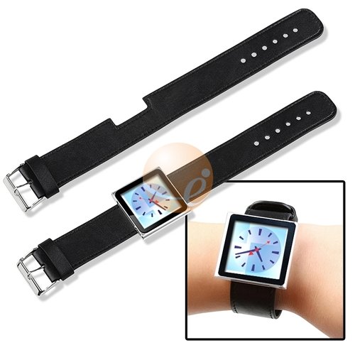 Leather Wrist Band Watch Strap Compatible With iPod Nano 6G 6th Gen