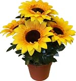 from Outdoor Living Westwoods Artificial 5 Large Sunflowers In A Pot Topiary 28cm