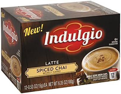 Indulgio Spiced Chai Latte, 12-Count Single Serve Cup for Keurig K-Cup Brewers