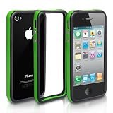Green And Black Dual Bumper Case With Silver Buttons For The Apple iPhone 4/4S