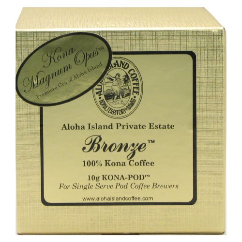 Aloha Island Coffee KONA-PODS - Bronze, Premiere Kona Magnum Opus, 10 Gr 100% Pure Kona... by Aloha Island Coffee Company