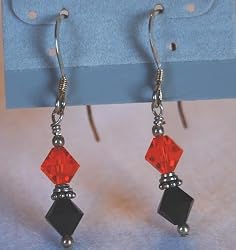 Deep Orange & Jet Swarovski Crystal Earrings