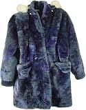 2101 Women Sz 20W Multi Color New Real Australian Shearing Fur Classic Parka Half Coat Detachable Fox Trim Drawstring Waist & Hood Hook Clasp Front Polyester Lining Inside Pockets