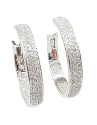 Women 14k White Gold 0.7ctw diamond Hoop earring 19 25450 Size 6.63
