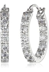 Sterling Silver Cubic Zirconia Medium Round Hoop Earrings (2.6 cttw)