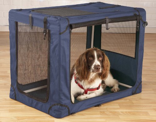 PetSTEP Fabric Pet Kennel, Medium, Navy Blue