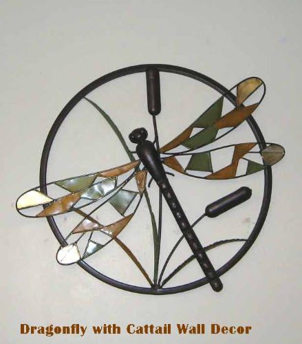 Dragonfly Large Wall Hanging -metal art -22" x 25"-pond-garden-home decor-cattail-aquatic theme