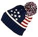 Premium Unisex Warm Knit USA American Flag Style Beanie Hat (One Size, Navy)
