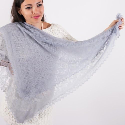 Laced Orenburg Gossamer Goat Down Shawl (Light Blue)
