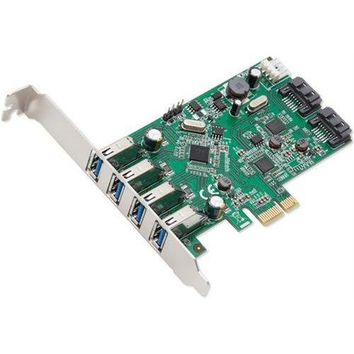 SYBA SD-PEX50064 6-port (4x USB 3.0; 2x SATAIII) PCIe x1, Revision 2.0, VLI/ASMedia Chipsets with Standard & Low Profile Brackets