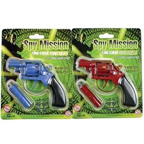 Spy Mission Die Cast Metal Cap Gun - Revolver With Silencer