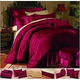 16 PC. VENETIAN LUXURY BED IN A BAG SUPER SET W/ MATCHING SHAMS, PILLOWS, SHEET SETS MERLOT RED