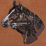 Leather Small Shoulder Bag with Horse Embroidery Mare & Foal Tan Leather