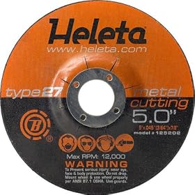 Abrasive Metal Cutting Wheel 5 x .045 x 7 8 T27- Used for Iron, Non-Ferrous Metals, Alloy... by Heleta