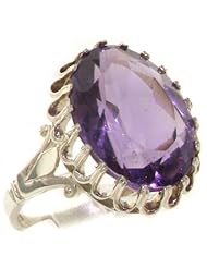 High Quality 925 Solid Sterling Silver Large 16x12mm 8ct Natural Amethyst Solitaire Ring - Finger Sizes 4 to 12 Available