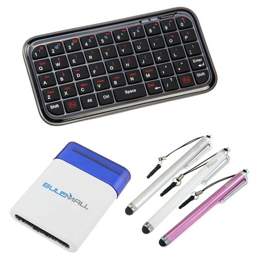 GTMax Bluetooth Wireless Mini Keyboard + 3 Stylus Pen + Mini Copse for Barnes & Noble Nook HD+ 9 , Recess HD 7 ; Microsoft Surface with Windows 8 Pro, Surface with Windows RT ; Sony VAIO Duo 11 , Xperia U ST25i