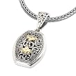 925 Silver Fleur-De-Lis Filigree Pendant with 18k Gold Accents