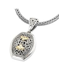 925 Silver Fleur-De-Lis Filigree Pendant with 18k Gold Accents