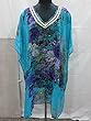 Blue Sheer Kaftan Printed Chiffon Dress
