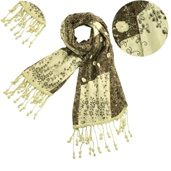 100% Cotton Chinese Vintage Style Small Flowers Patterns And Embroidered Vine Floral Tassels Ends Long Scarf - Various Colors