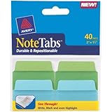 Avery NoteTabs, 2 x 1.5 Inches, Cool Blue and Green, 40 per pack (16312)