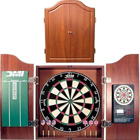 Buy DMI Sports Cherry Dartboard Cabinet with Bristle Board and Electronic Scorer