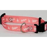 Los Angeles Dodgers Pink Adjustable Dog Collar Size Large 18"-26"