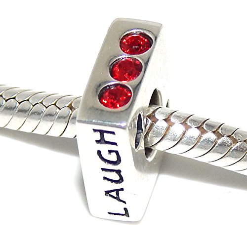 Pro Jewelry .925 Sterling Silver “Laugh” Square Spacer Charm Bead for Snake Chain Charm Bracelet