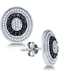 0.51 cttw. Black Diamond Fashion Earrings 10K White Gold