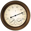 Springfield Precision Instruments 14" Metal Garden Thermometer with Clock and Hygrometer