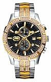 Image of Marc Ecko E23501G1 Gents Chronograph Movement Polished Two Tone Case & Bracelet with Iced Bezel & Black Dial