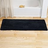 Lavish Home Memory Foam Extra Long Bath Rug Mat - Black - 24x60