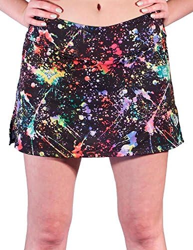 Athletic Sport Skirt by Ziji Activewear - Running, Golfing, Tennis, Gym & Yoga Skort for Girls and Women - Designed by Ultra Distance Athletes - Black Neon - Small