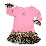 Lipstik - Girls Long Sleeve Ribbed Dress, Pink, Brown