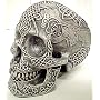 Celtic Lion Knotwork Human Skull Silvered Statue Tribal