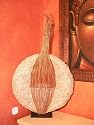 Asiatische Designer Lampe, Mondform, Rattan, H&ouml;he ca. 120 cm
