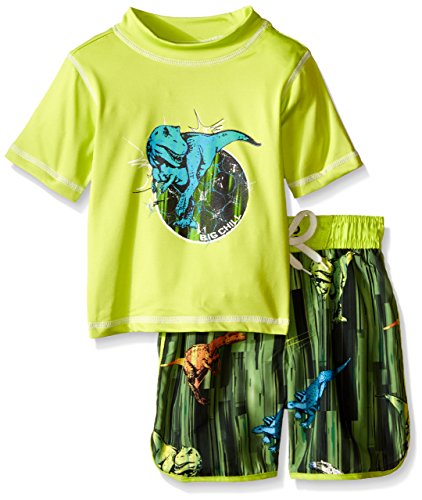 Big Chill Kid's Dino Print Rash Guard Set, Green, 4T