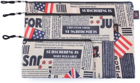 Case Star ® 3 PCS Heavy Duty USA Flag Pattern Waterproof Portable A4, B5 Document Bag Sleeve and a Pencil Bag with Case Star Cell phone Bag