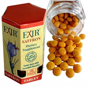 EXIR, Saffron Dietary Supplement, (180-Tablets), Made from fine quality Saffron, The Worlds Most Exotic Spice is Most Beneficial to Health